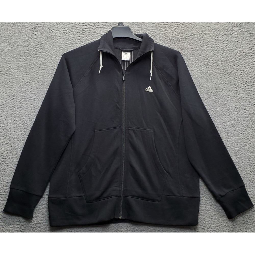Adidas Jacket Womens X-Large Black 3-Stripe Fleece Lined Long Sleeve Full Zip